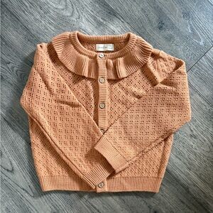 Girl’s Quincy Mae Pink Sweater with Ruffled Collar